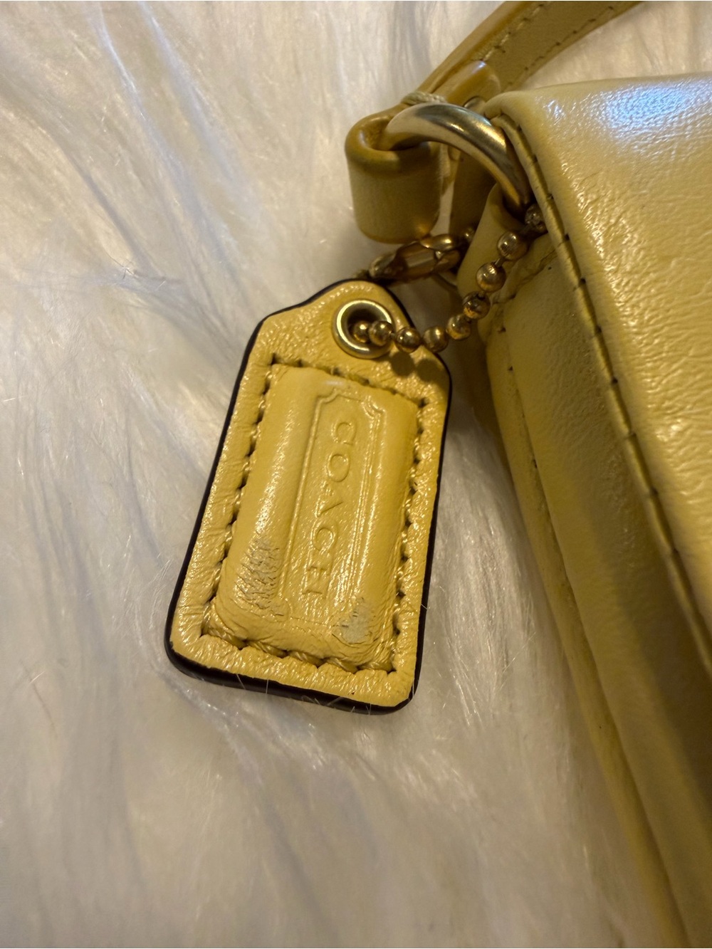 Coach Kristin Mini Shoulder Bag/Clutch/Large Convertible Wristlet Yellow Leather - Picture 10 of 11